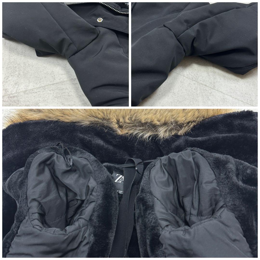 美品【ZARA】Winter parka モッズコート ファー フード Aライン