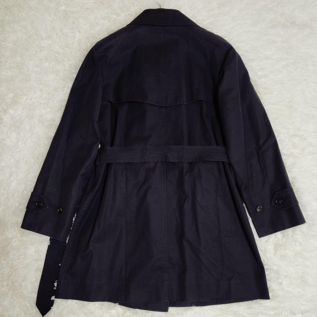 美品 バーバリー ロンドン トレンチコート コットン 紺 40
