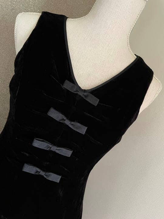 専用♡ Rene ルネ ベロア　シルク混　リボン　バルーン　ワンピース♡