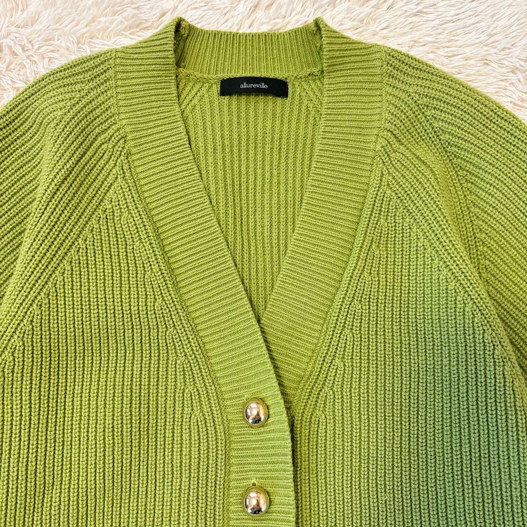 allureville アワーグラスシェイプカーディガン グリーン　M 金釦