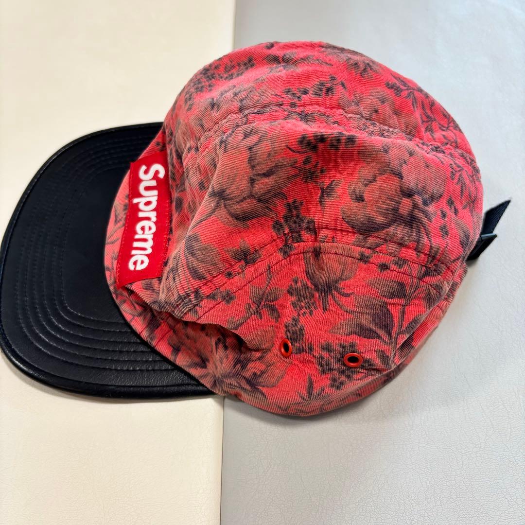 supreme キャップ　帽子　赤　レッド　ボックスロゴ　フラワー　花柄