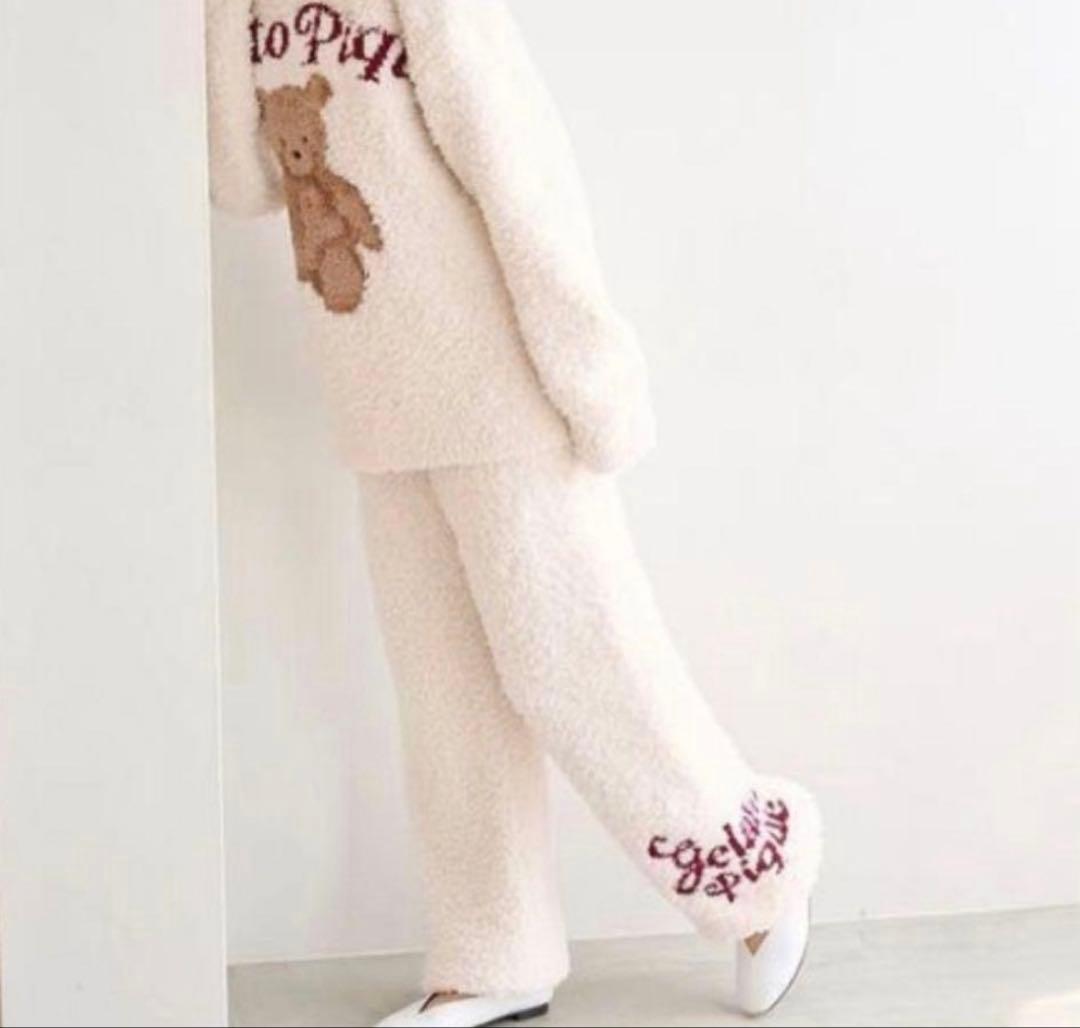 Gelato Pique テディベア刺繍 ルームウェア上下セット