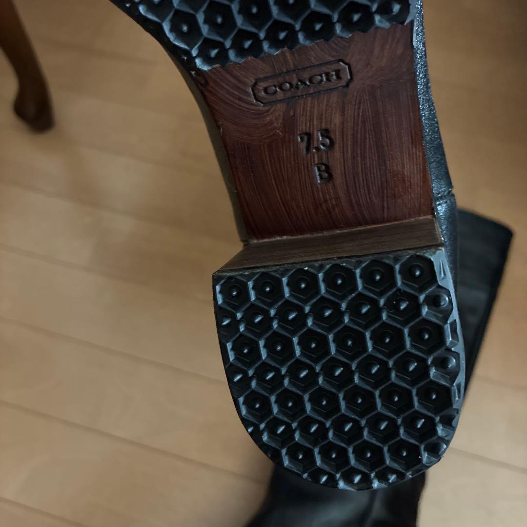 COACH コーチ　ロングブーツ レザー　ブラック　バックル付き　7.5