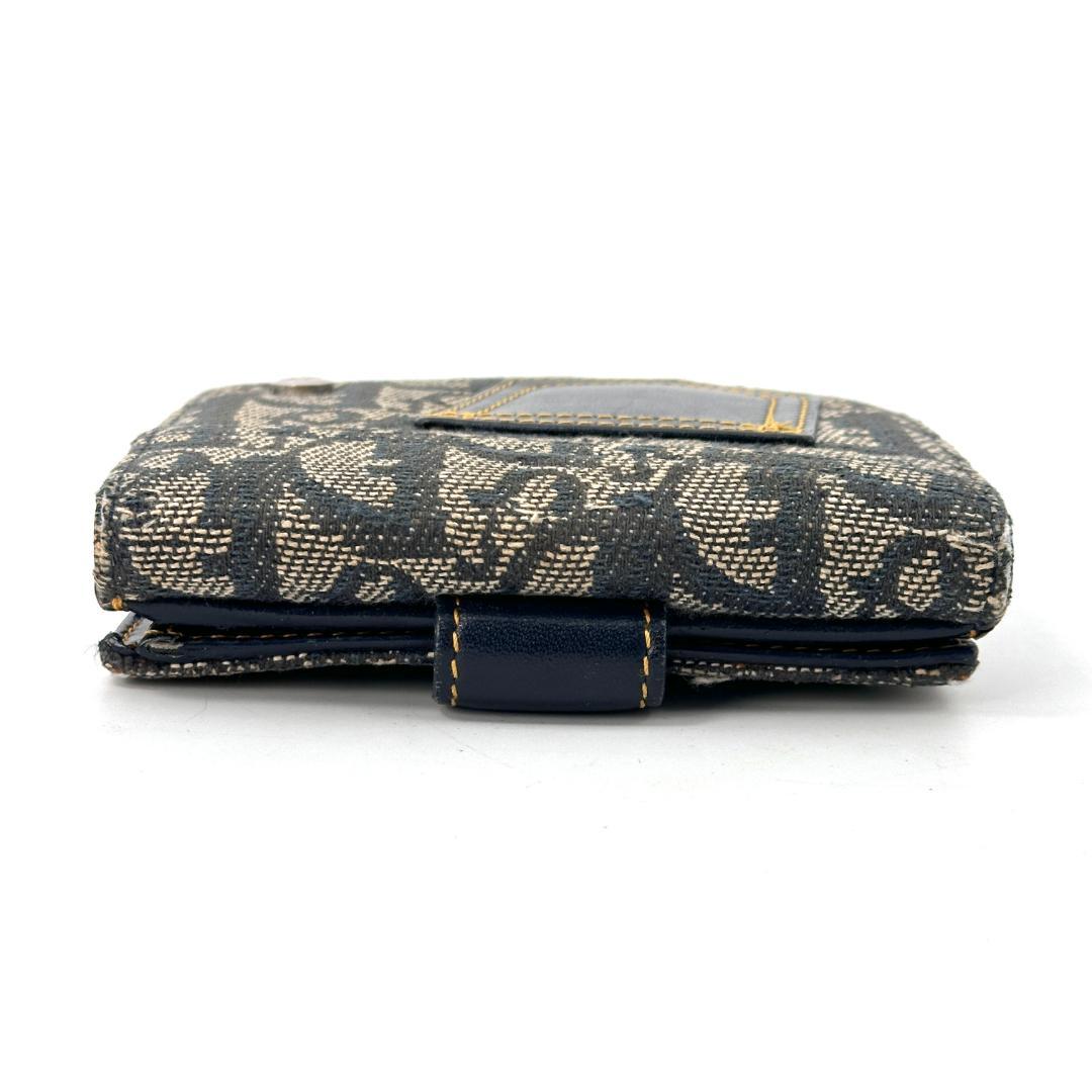Christian Dior 折り財布 トロッター Wホック ポケット ネイビー