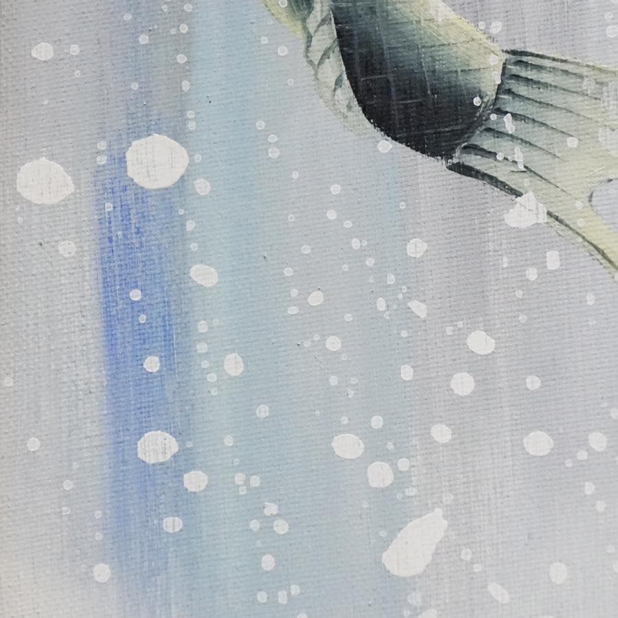 千賀節子『鯉』4号 油彩 油絵 絵画 肉筆 額装 美術品