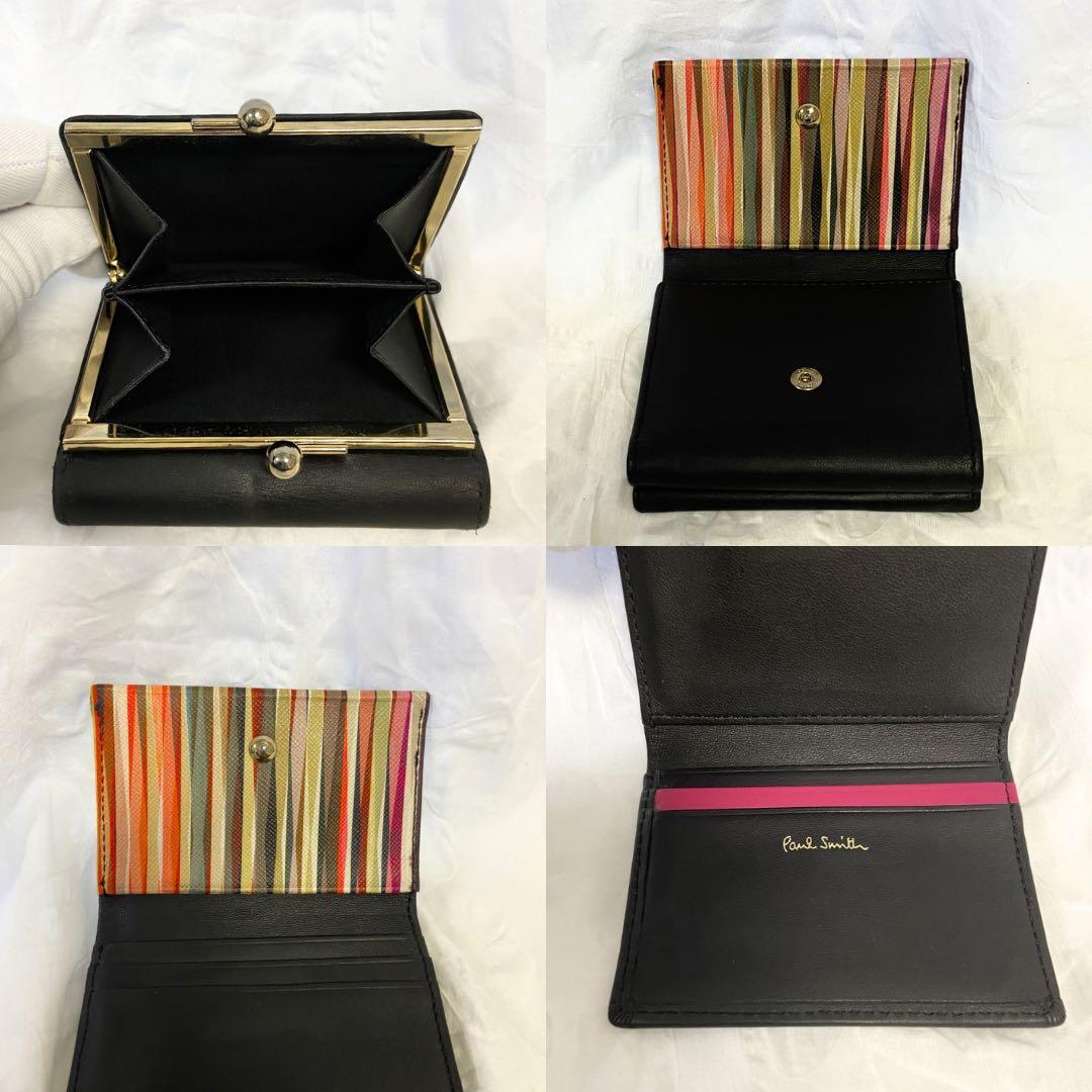 Paul Smith 三つ折り財布 ブラック がま口 黒 総柄 箱付き