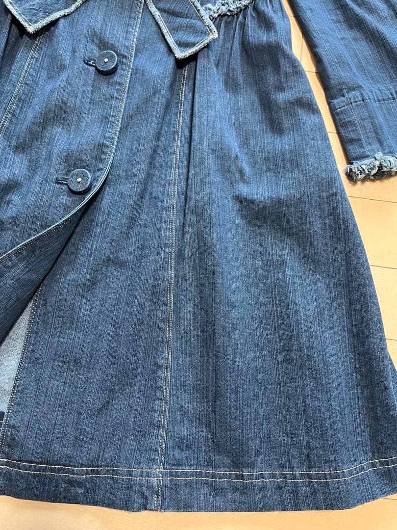 美品／M’S GRACY エムズグレイシー　デニムコート　フリンジ　ベルト付