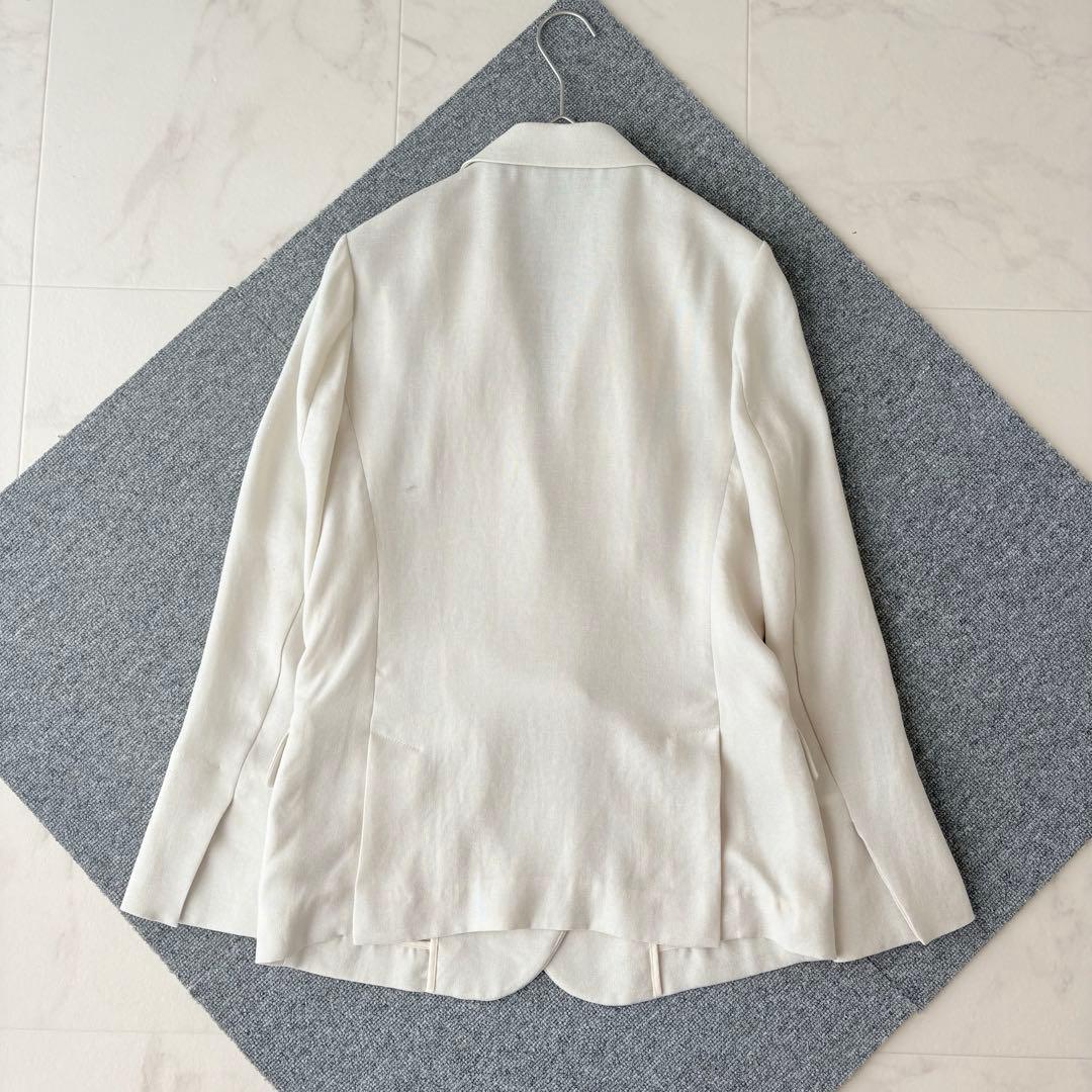 美品✨《エストネーション》軽量 リネンライク ダブルテーラードジャケット