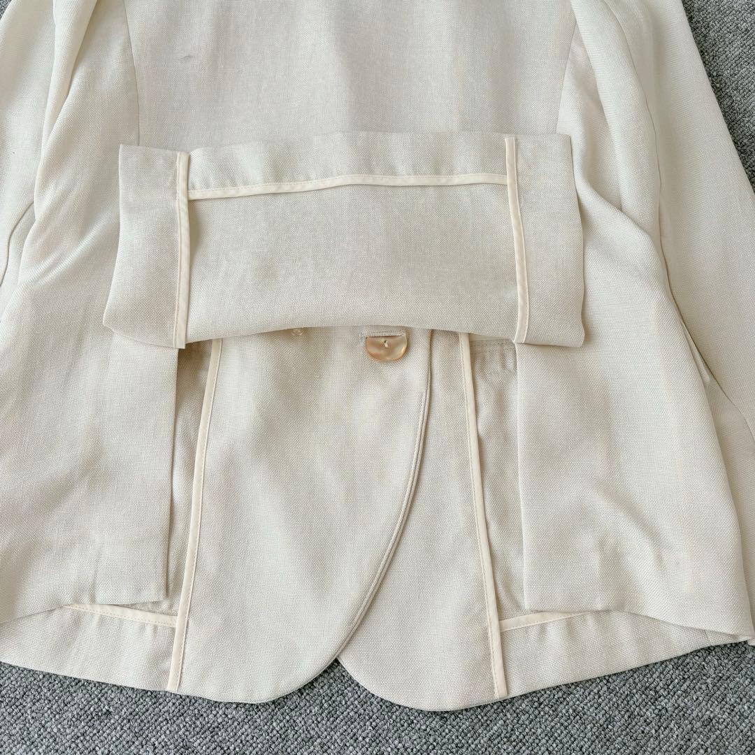 美品✨《エストネーション》軽量 リネンライク ダブルテーラードジャケット