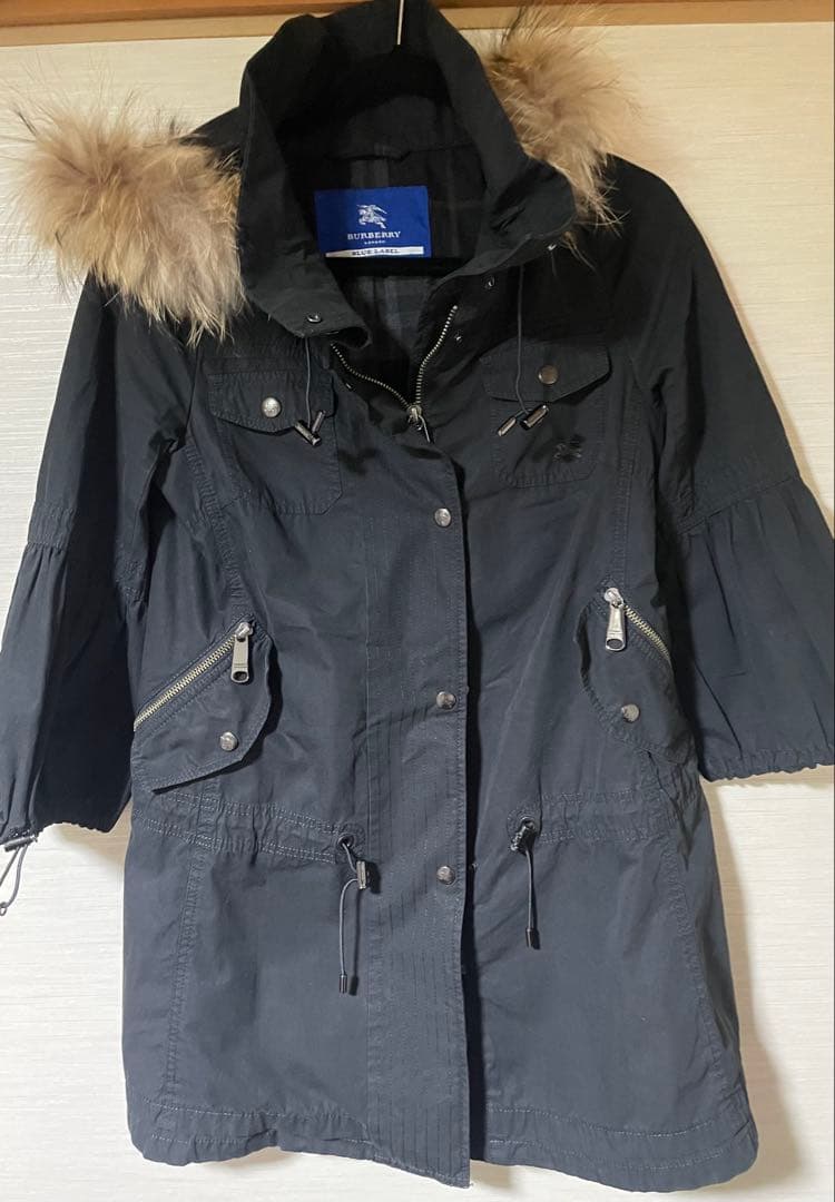 KN Burberryブルーレーベル ファー付きモッズコート