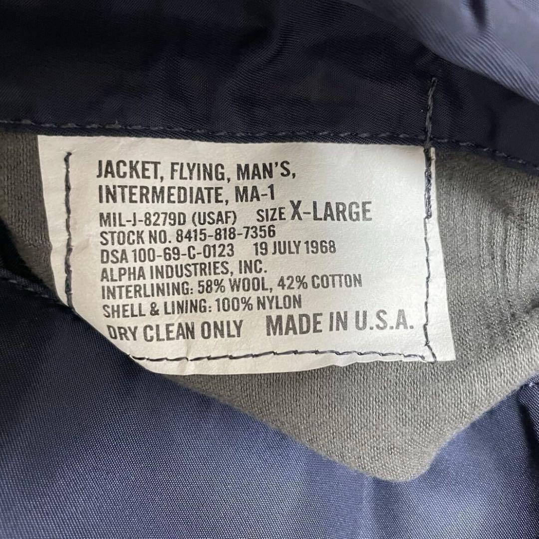 希少 68 69 年復刻 MA-1 フライトジャケット ネイビー X-LARGE