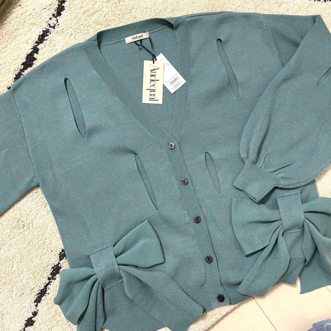トップス Andequal hole ribbon spring cardigan