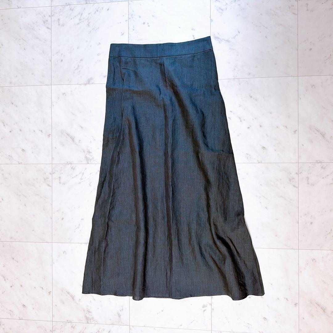 Demi-Luxe BEAMS .リネン100% シンプルロングスカート M