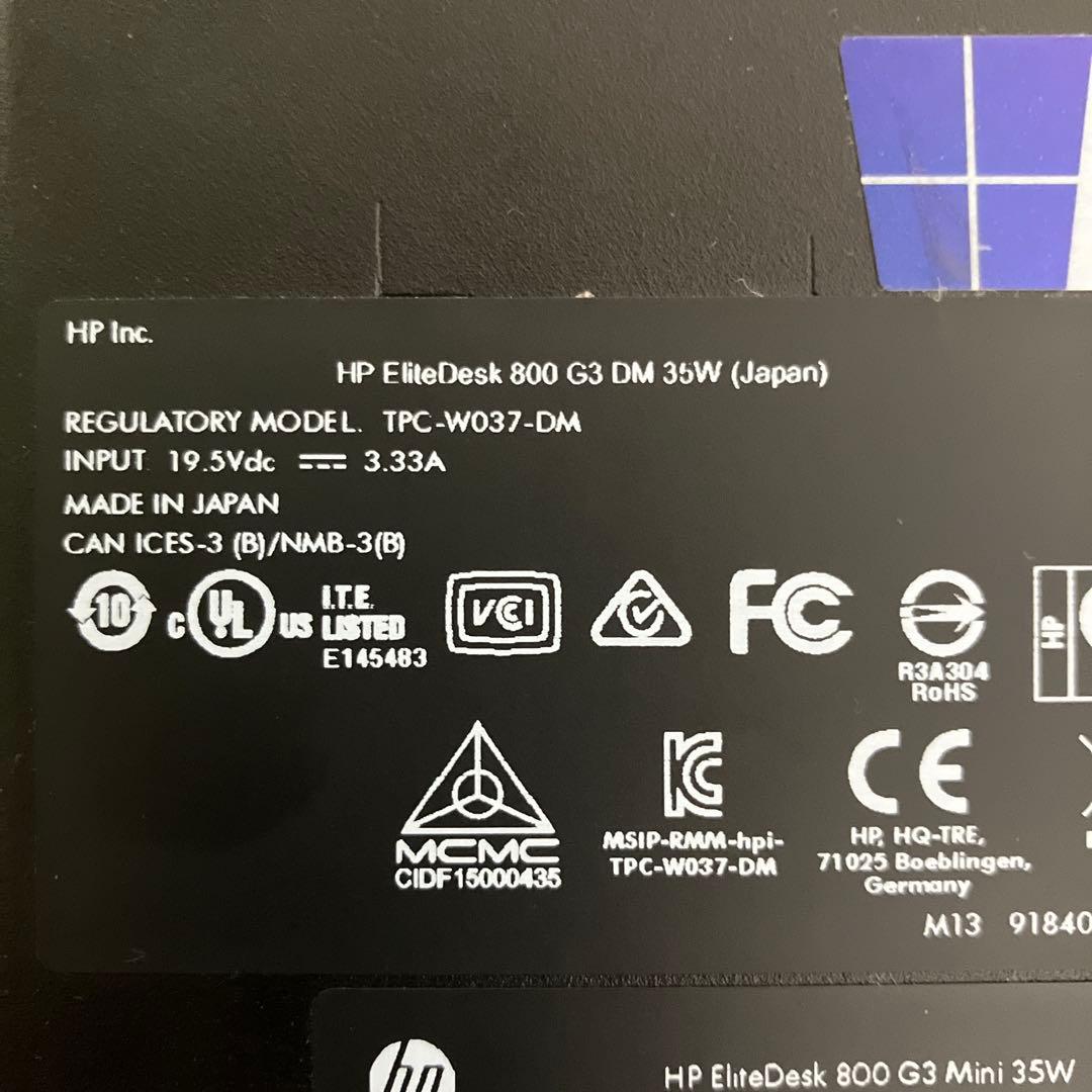 データ消去済　HP EliteDesk ミニPC 1TB HDD ブランク状態