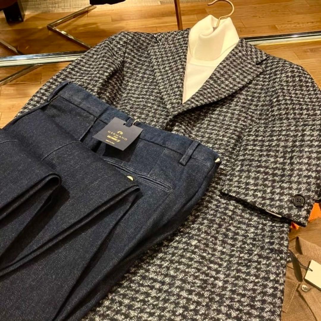[BEAMS F ハウンドトゥース柄 EASY ジャケット 44] 日本製