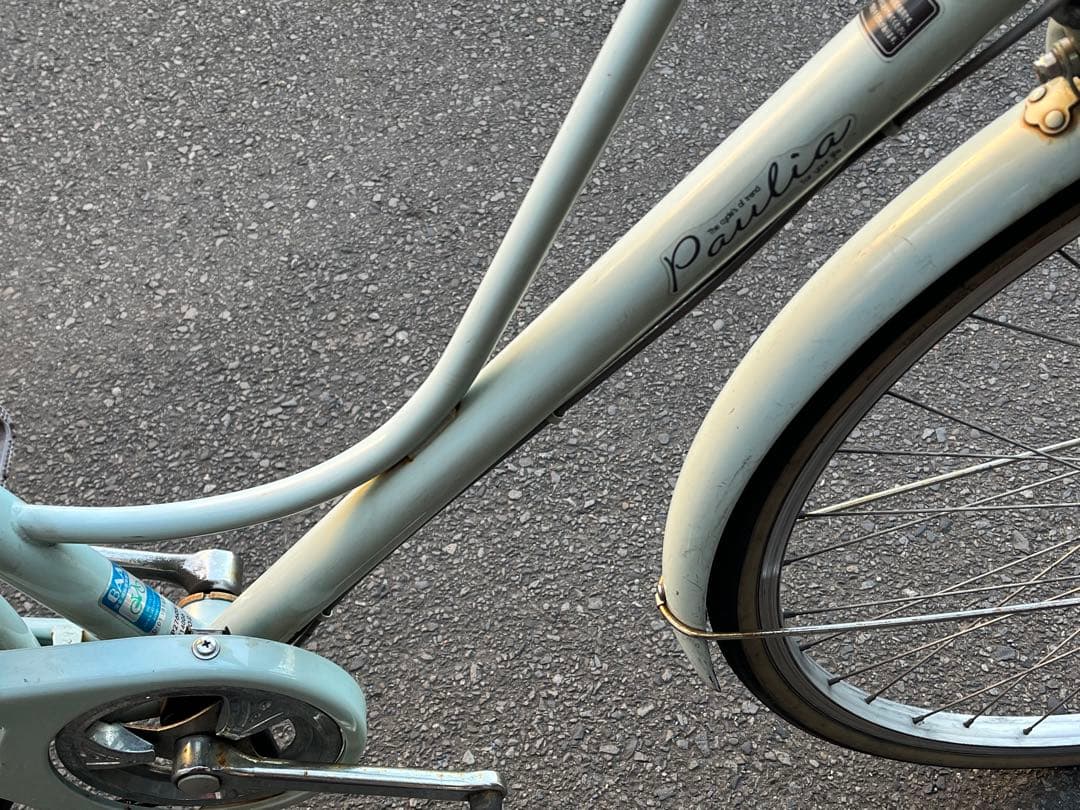 は*る様 中古LEDオートライト6段変速自転車★27インチ★大型カゴ★ミント※配