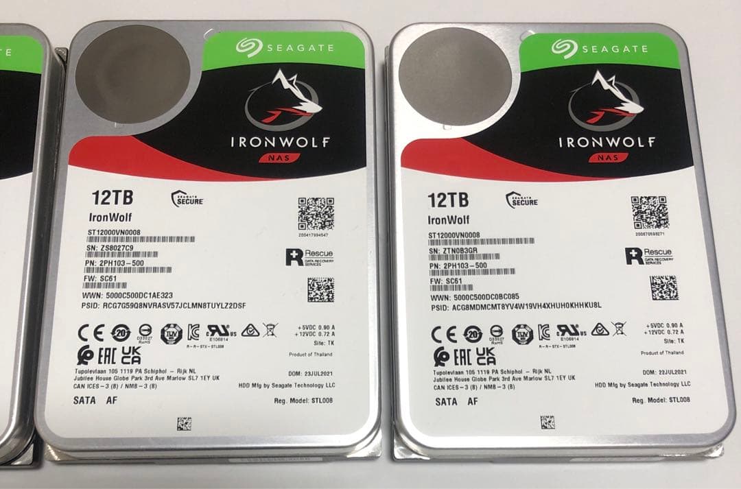 Seagate IronWolf 12TB HDD 4個