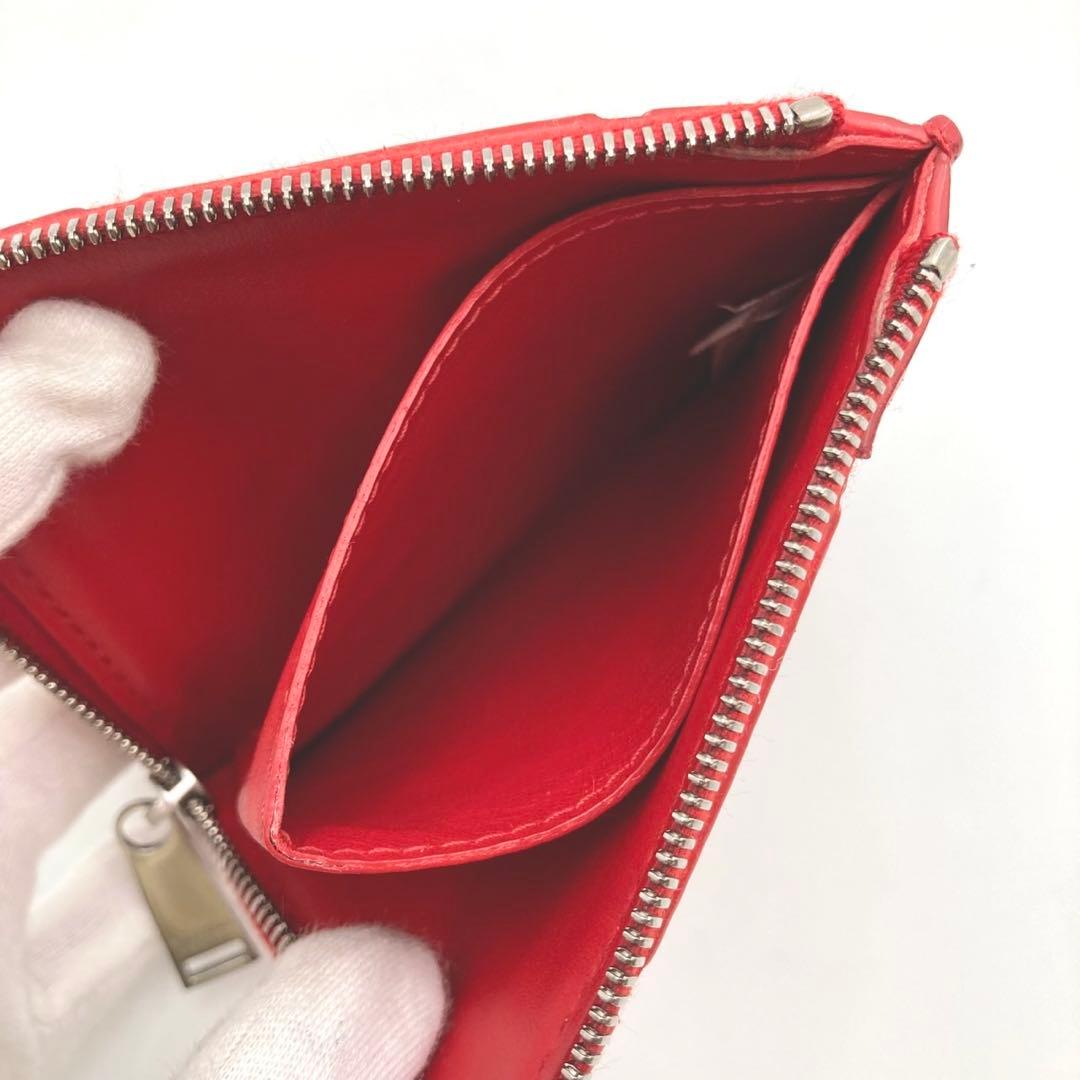 超美品・使用感少なめ✨ ボッテガヴェネタ カセット ミニ財布 L字ジップ 赤