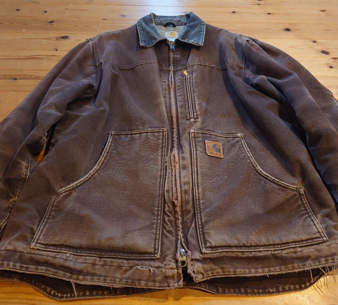 carhartt ダックジャケット ダークブラウン DKB フェード ボロ
