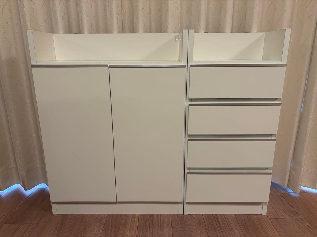 国産☆カウンター下収納　家具　薄型キャビネット　本棚　ローキャビネット　引き出し