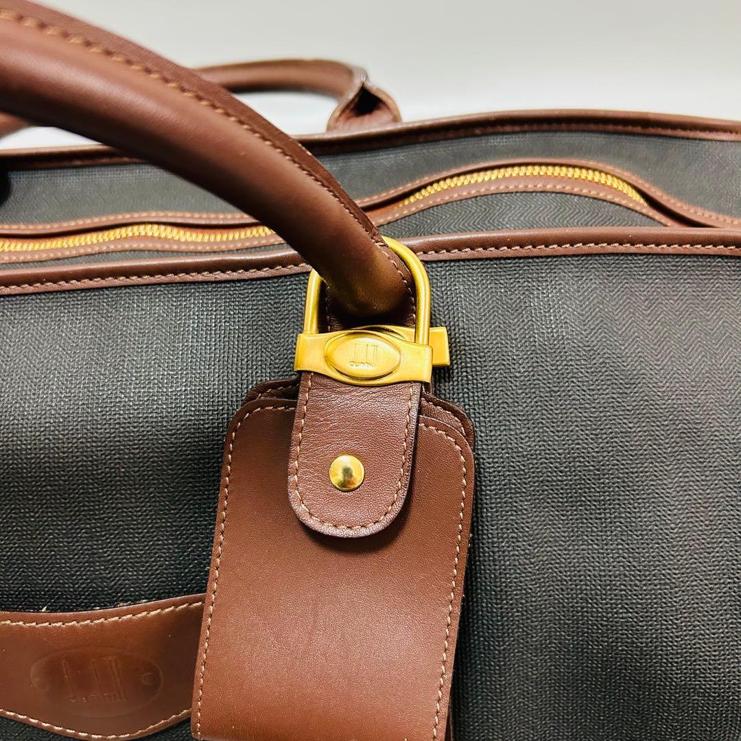 dunhill ダンヒル PVC×レザー ボストンバッグ トラベルバッグ グレー