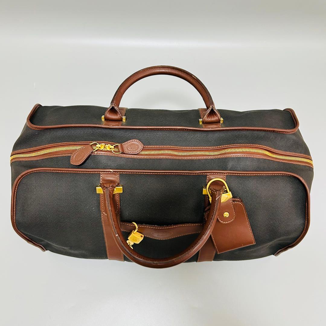 dunhill ダンヒル PVC×レザー ボストンバッグ トラベルバッグ グレー