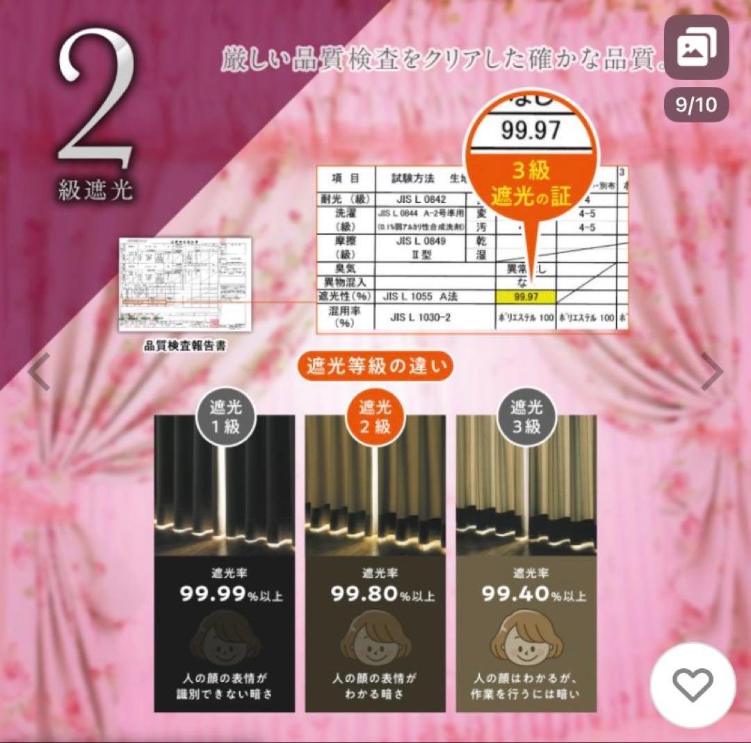 2級遮光カーテン　レースカーテン 4枚セット スイートローズ