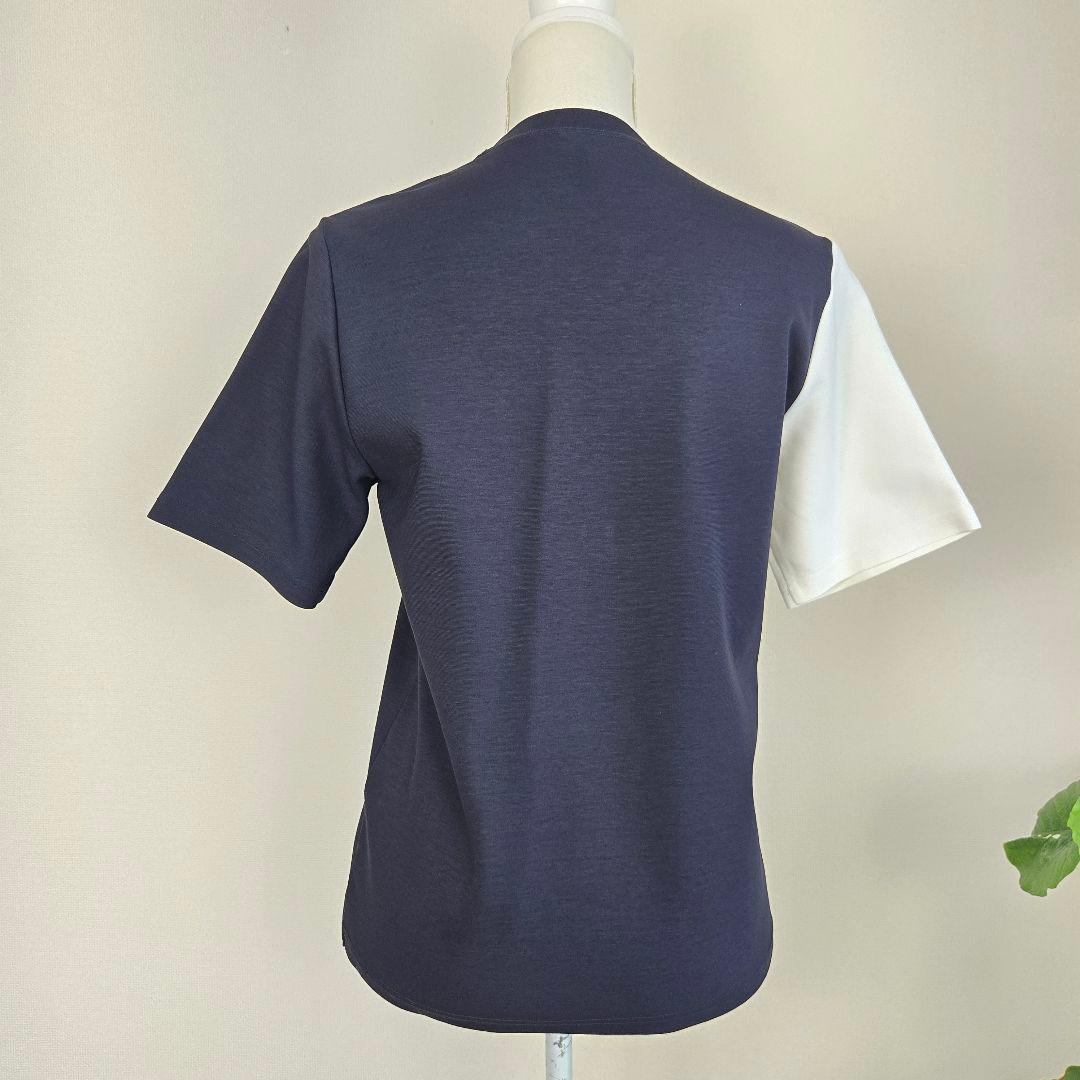 美品 HYKE ハイク バイカラー Tシャツ 2 カットソー 半袖 紺 白
