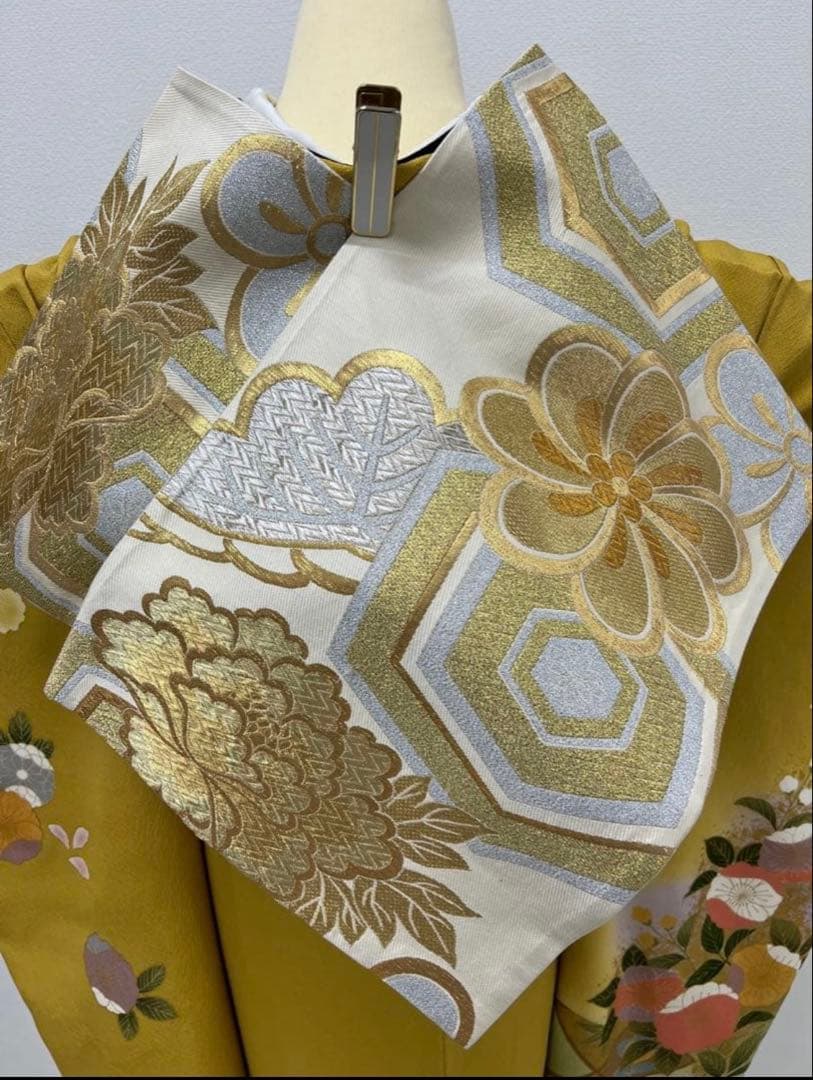振り袖　フルセット　別誂長襦袢　山吹色　成人式　金彩加工　刺繍入り　844
