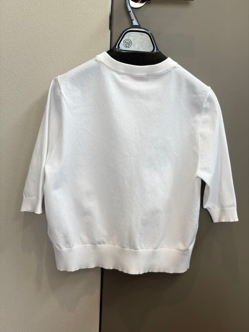 【美品】caban ファインポリエステル ハーフスリーブポケットカーディガン