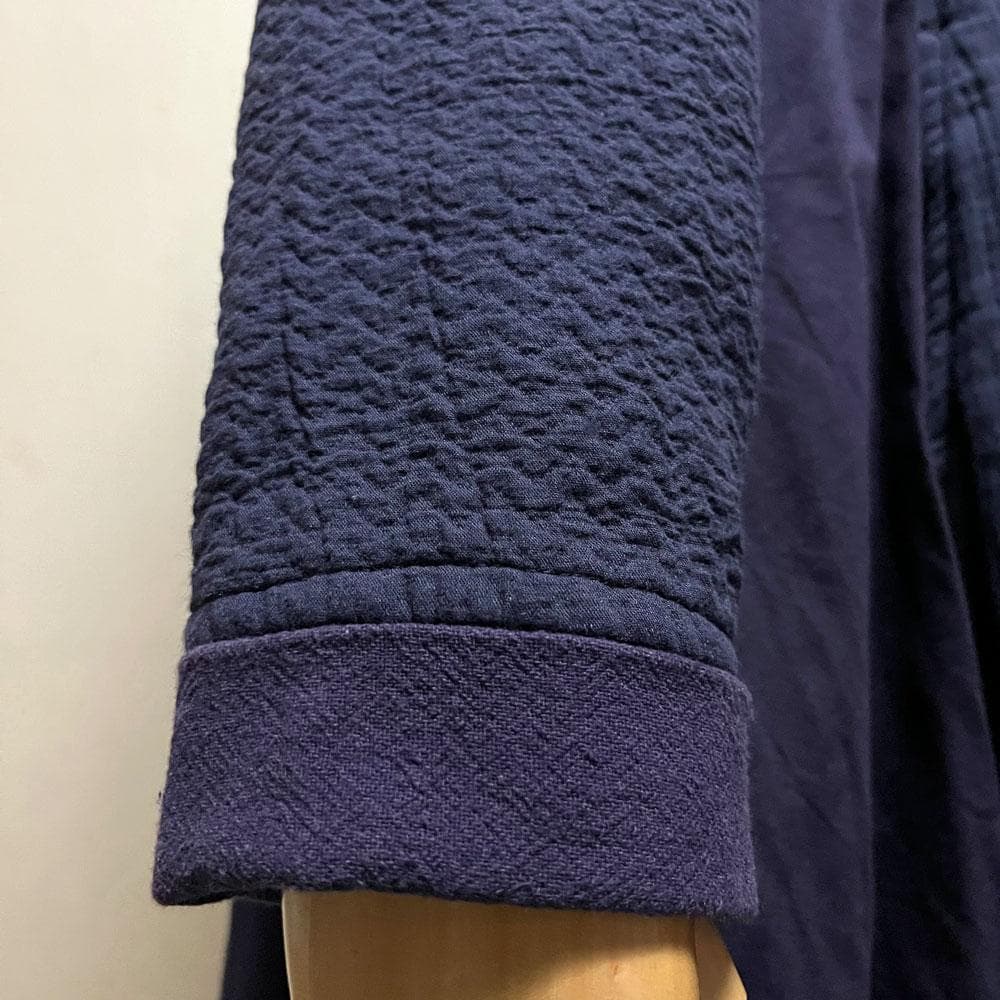 THANGEN コットン パッチワーク バルーン ロングコート インディゴ