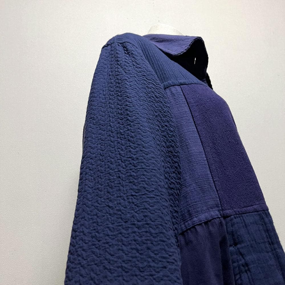 THANGEN コットン パッチワーク バルーン ロングコート インディゴ