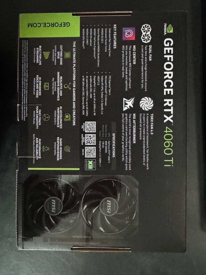 (ジャンク品)MSI GeForce RTX 4060 Ti