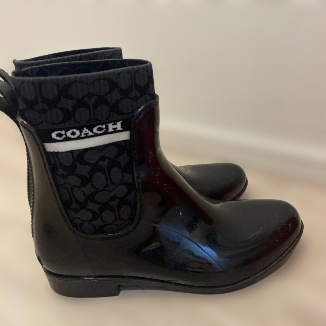 COACH コーチ レインブーツ サイドゴアブーツ　ブラック