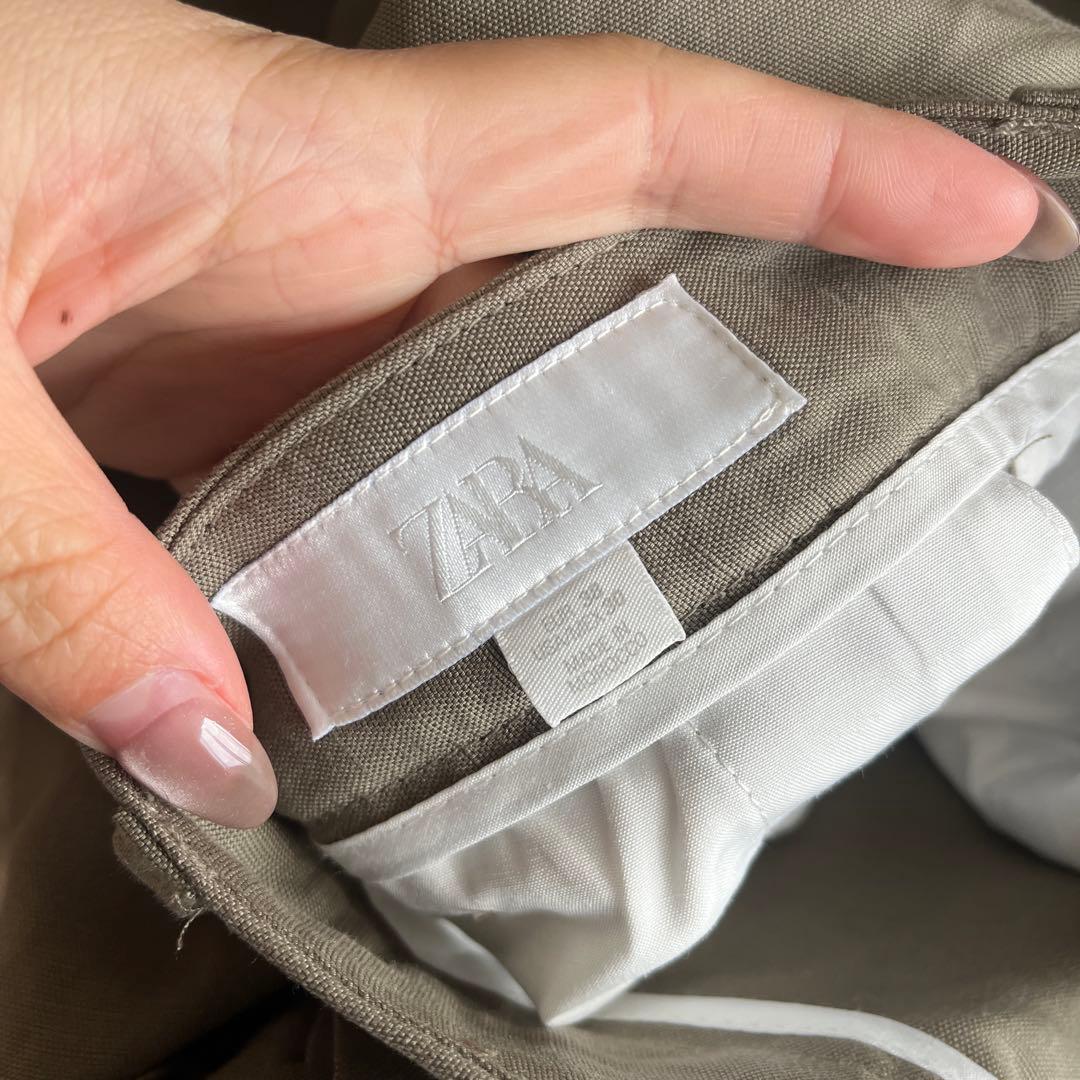 メンズ　カーキ　セットアップ リネン風 ZARA