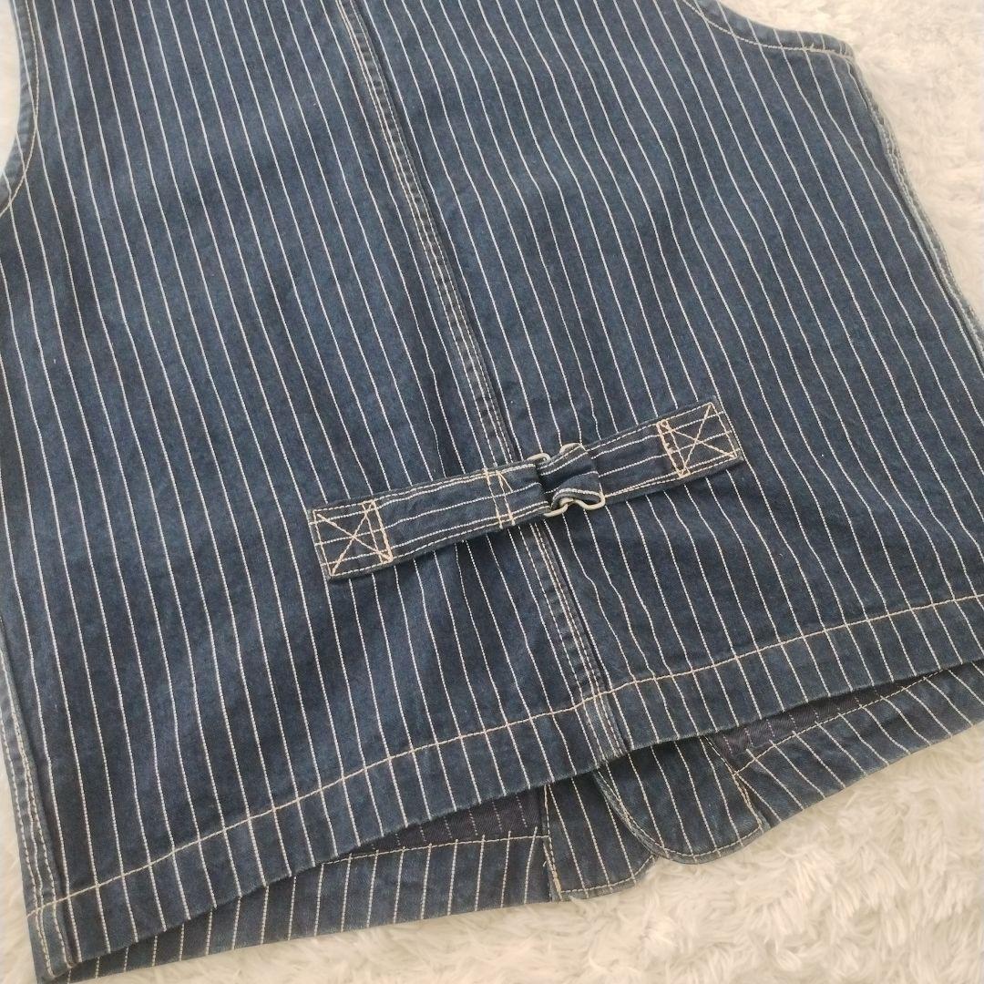 希少☆美品☆Schott　デニムベスト　ヒッコリー　ストライプ　Ｓ　青　ブルー
