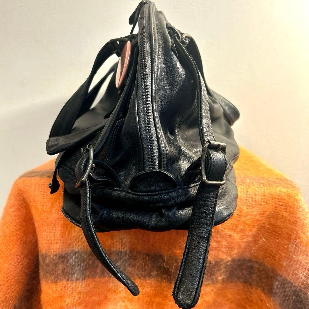 バッグ Christian Peau Leather Boston Bag Black