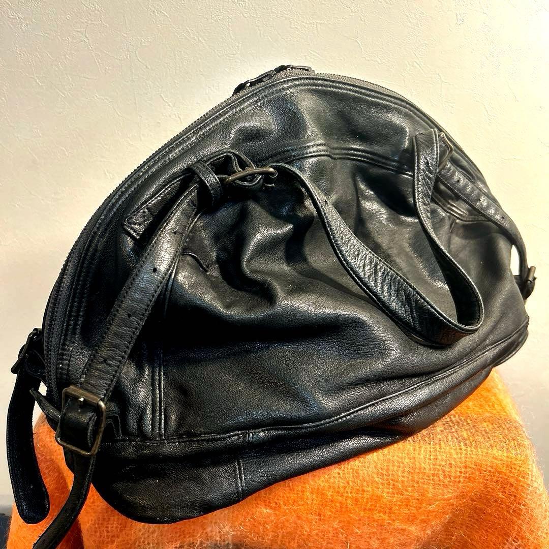 バッグ Christian Peau Leather Boston Bag Black