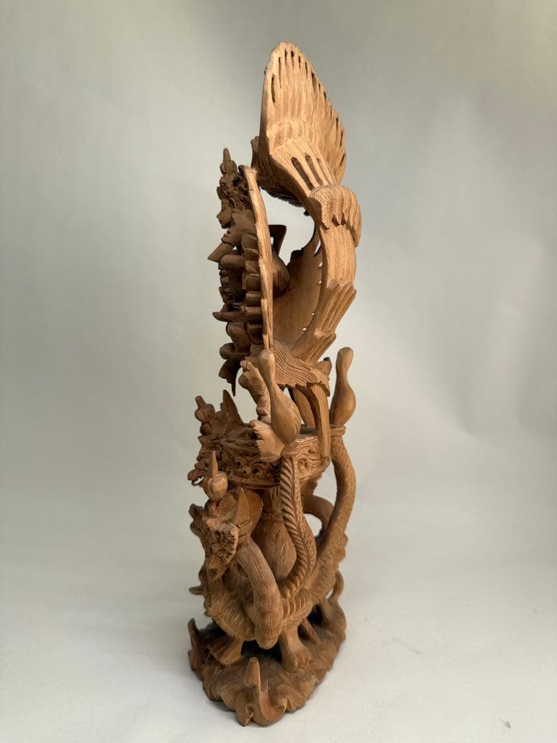 T27 木彫一刀彫 神鳥「ガルーダ」神仏像 彫刻 ヒンドゥー教