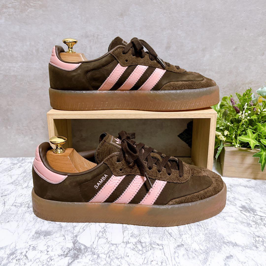 極美品【adidas アディダス 】SAMBA レザースニーカー 茶 25