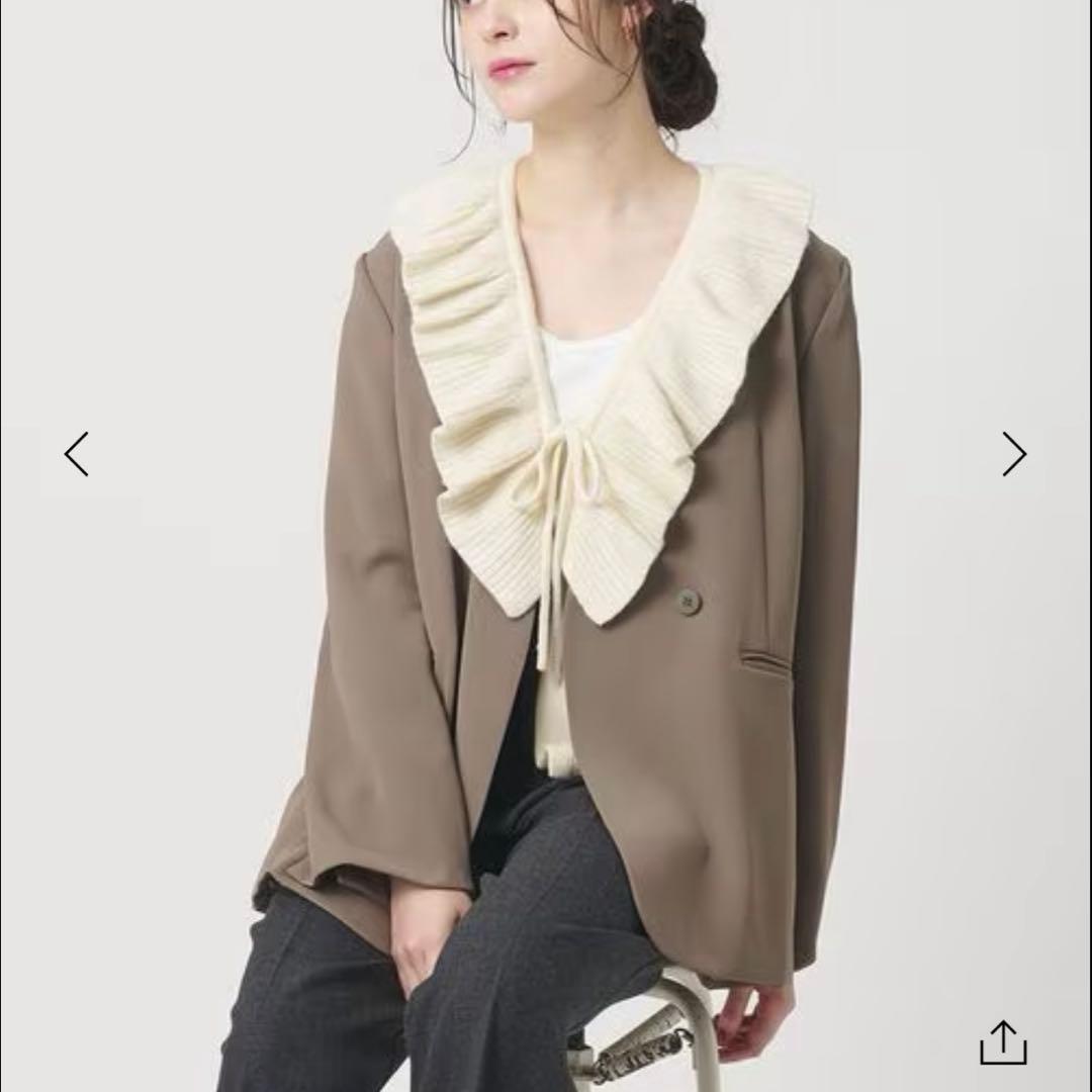 BEAUTY&YOUTHウールレーヨン ラッフルフリル ニット