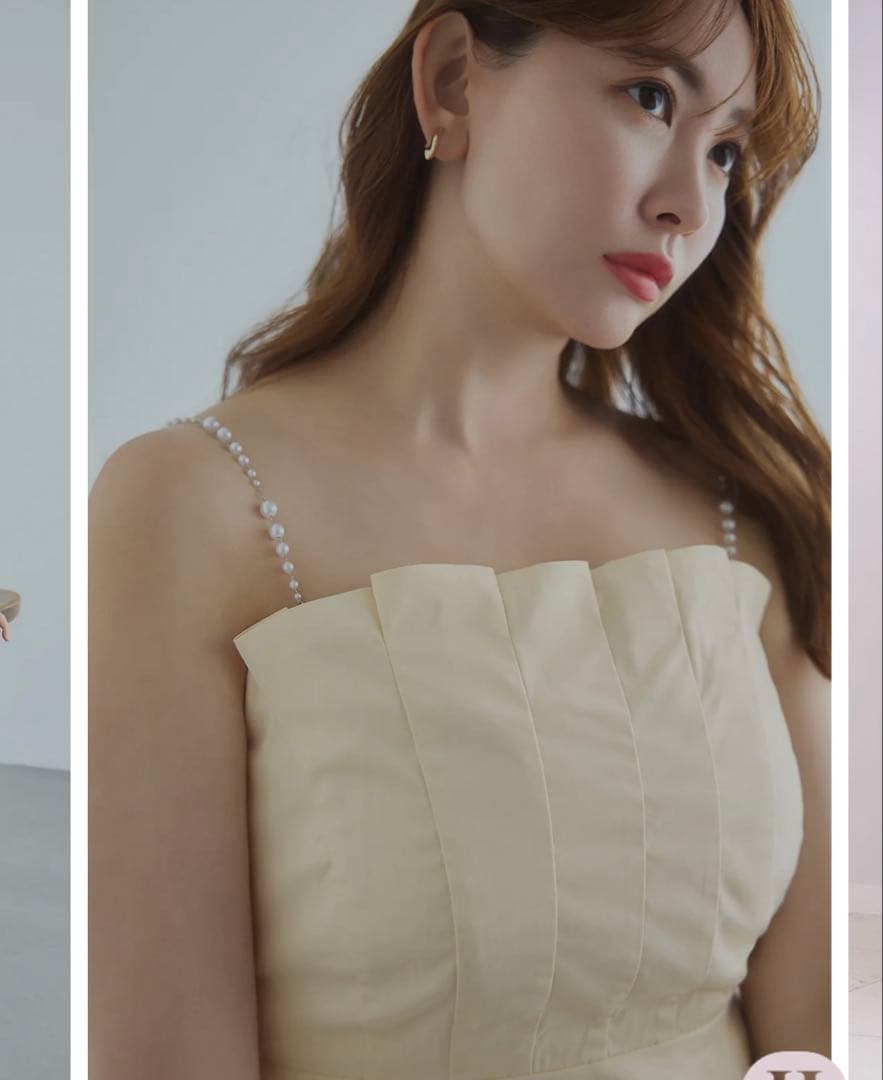 Herlipto Pearl-Strap Frill Top Lemon 新品