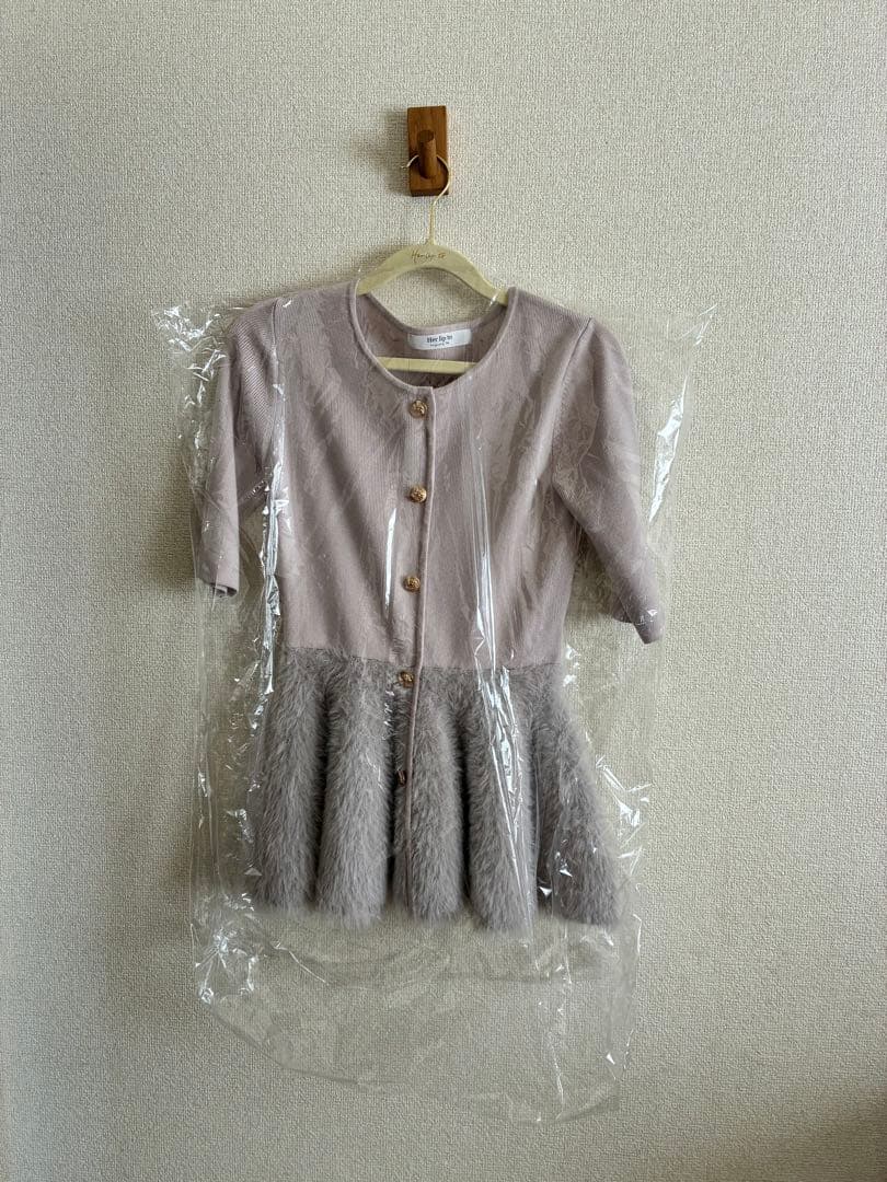 トップス Peplum Fur Knit Top