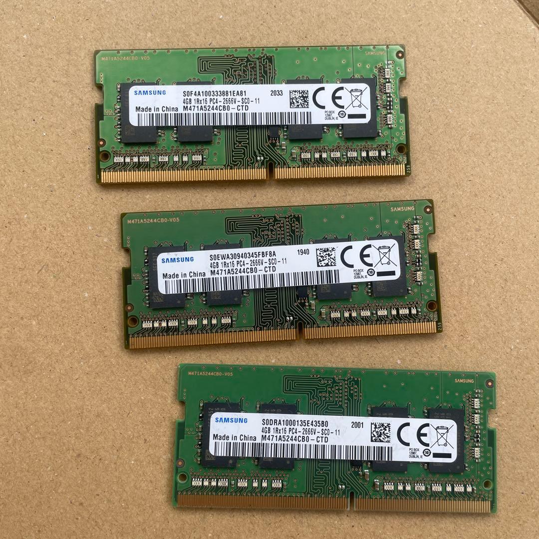 Samsung 4GB メモリー PC4-2666V3枚　SK hynix 1枚