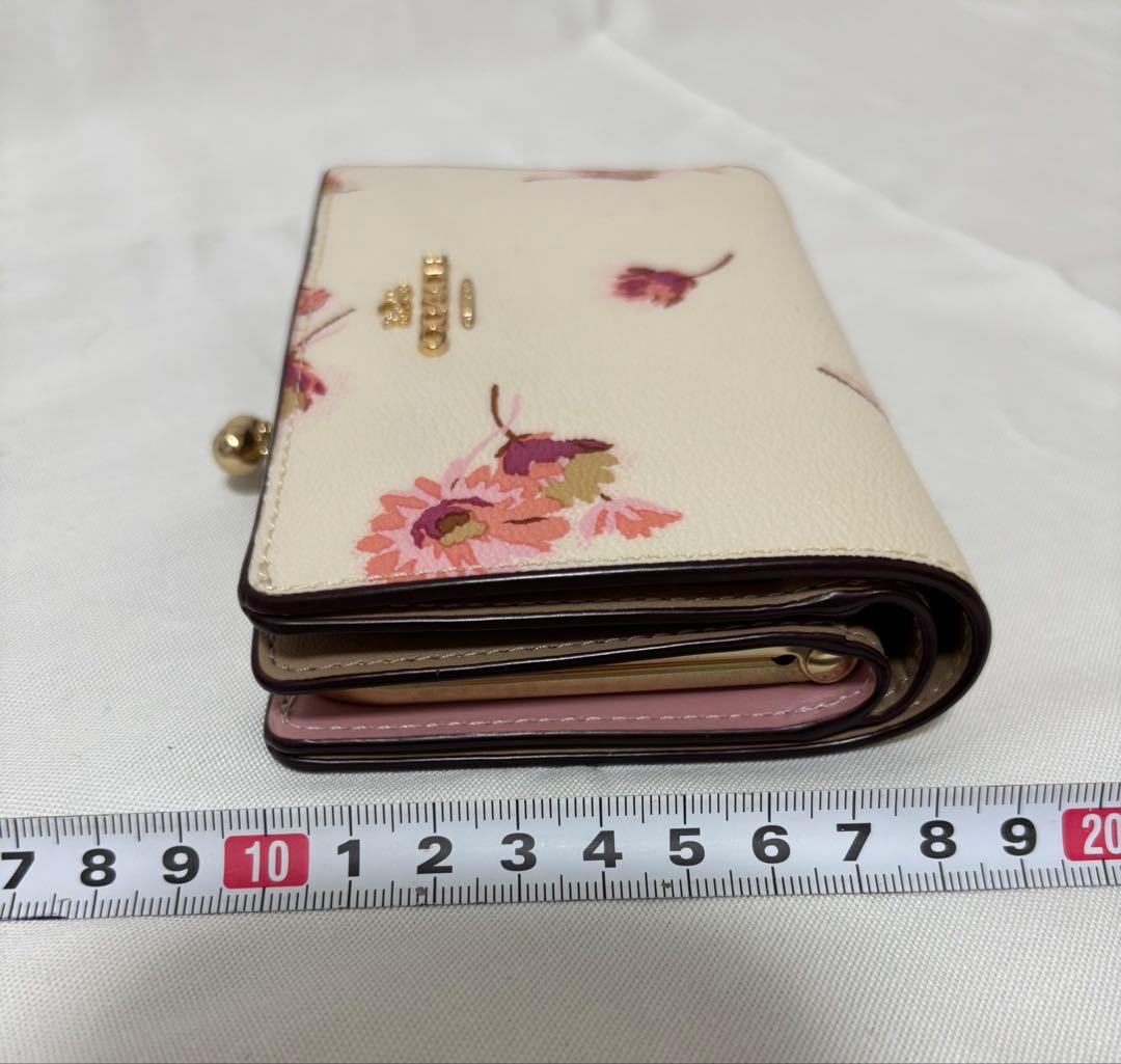 COACH 財布 花柄 がま口 3つ折り
