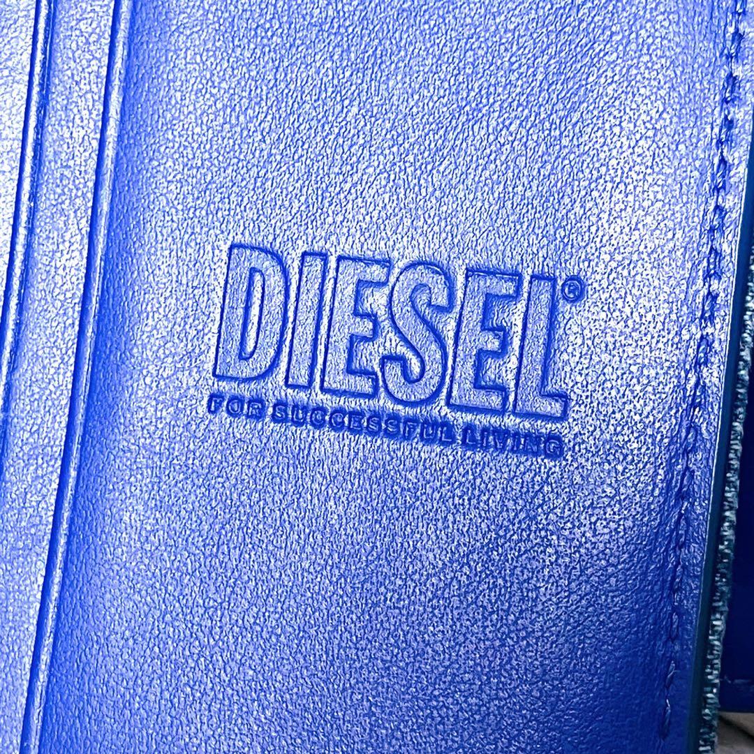 DIESEL 三つ折り財布 デニム レザー コンパクト ロゴ メンズ レディース