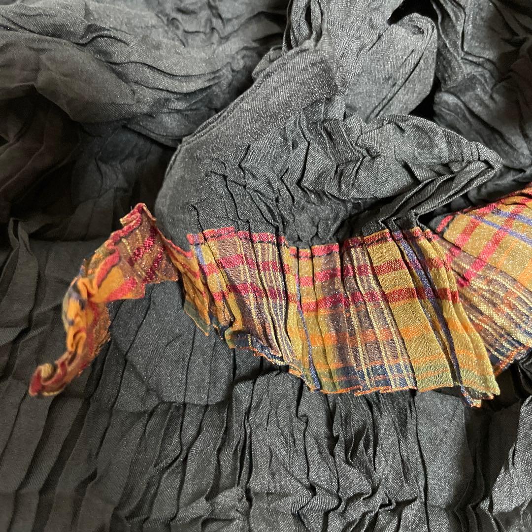 ISSEY MIYAKE ブラック ストール しわ加工