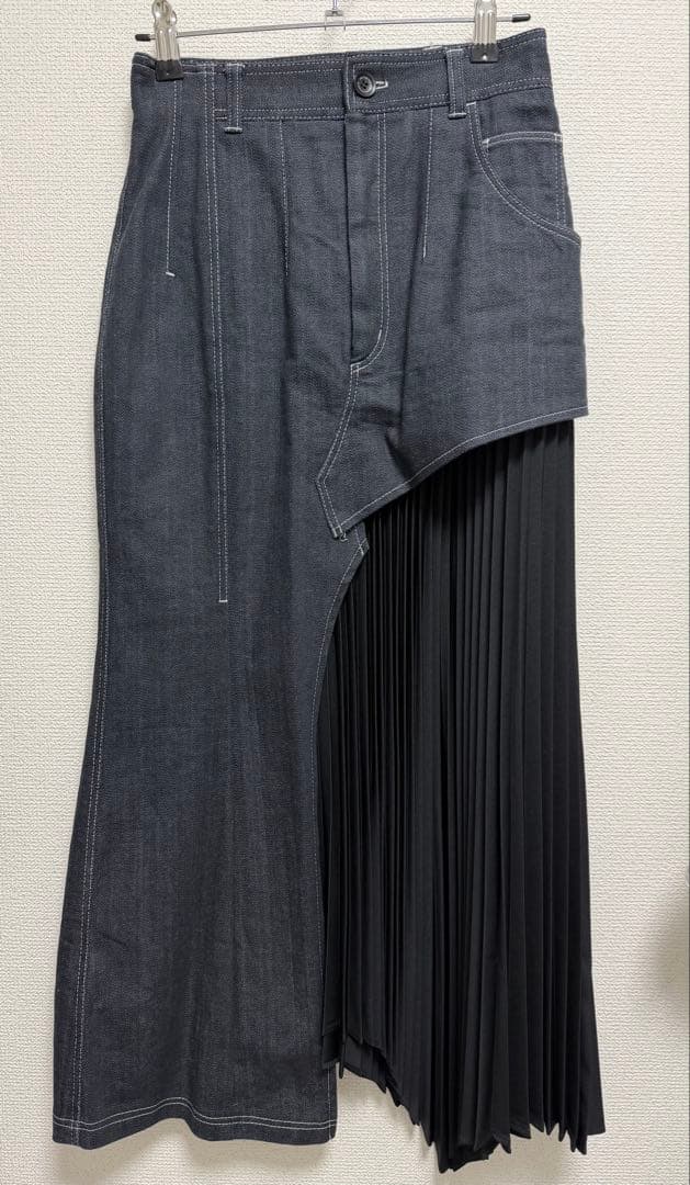 デニムプリーツコンビスカート
