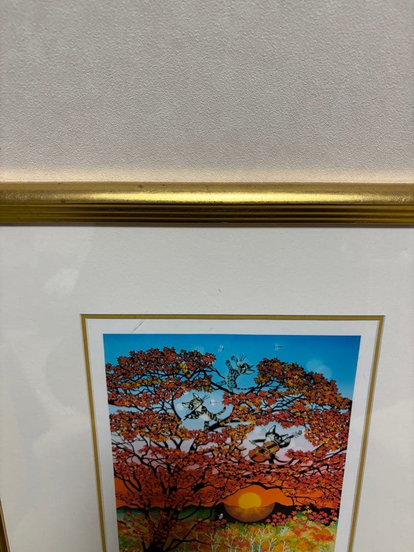 紅葉と猫のシンフォニー 藤城清治作