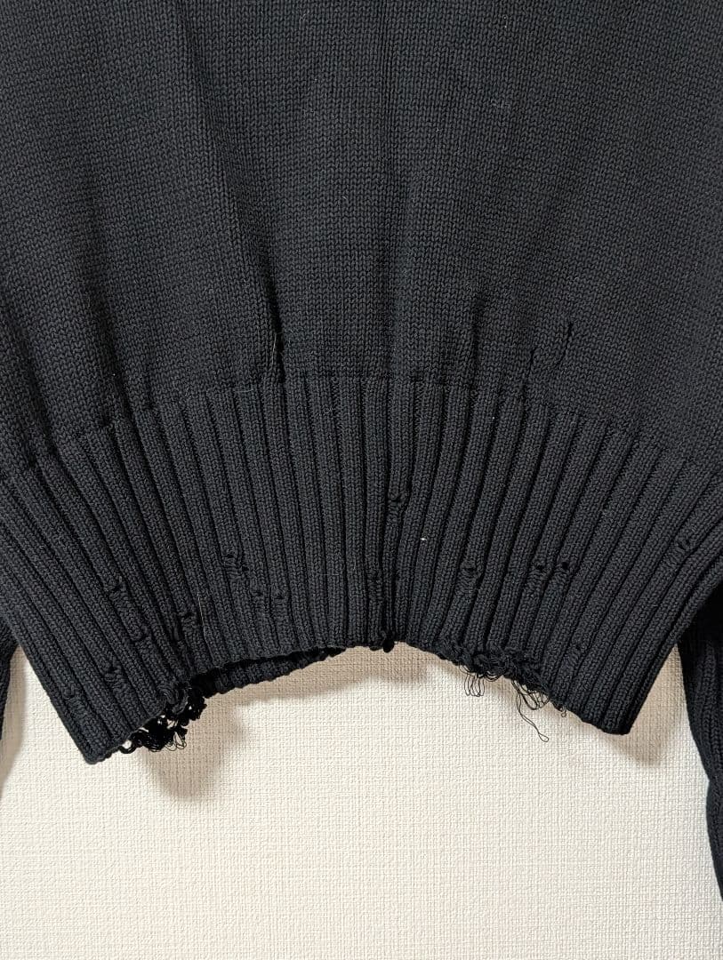 美品　MARNI マルニ カーディガン クロップド丈 刺繍ロゴ ダメージ加工